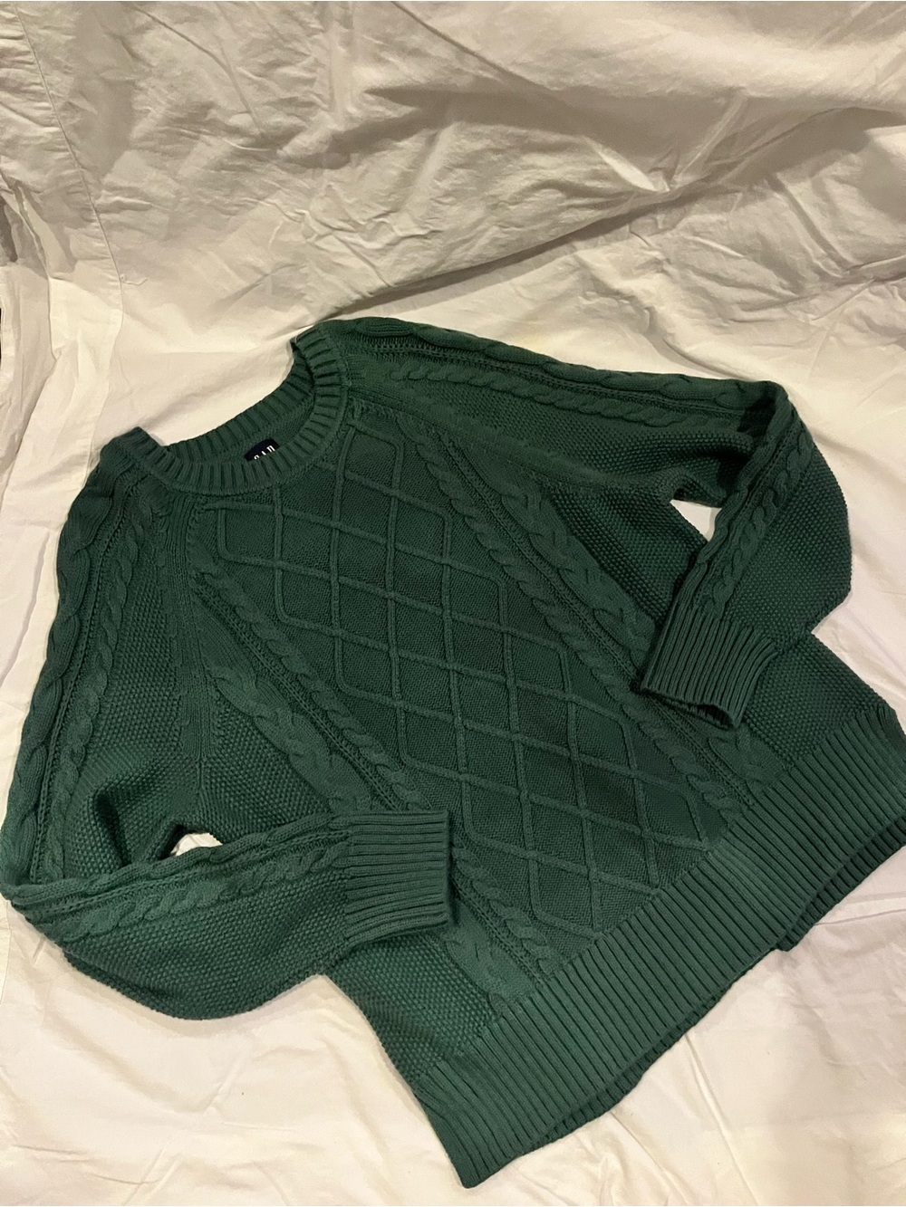 Gap Dark Green Fisherman Sweater Size Large - Picture 4 of 7